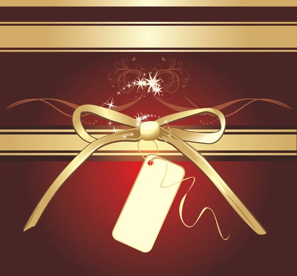 Zlatý luk s holiday kartou. pozadí pro balení — Stockový vektor
