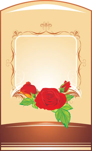 Красные розы на декоративном фоне — стоковый вектор