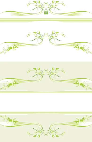 Tre bordi verdi decorativi isolati sul bianco — Vettoriale Stock