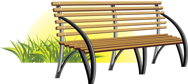 Houten bench onder een gras — Stockvector