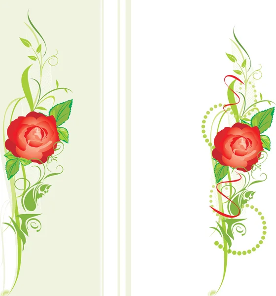 Zierrand mit roter Rose — Stockvektor