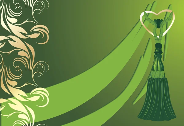 绿色流苏装饰背景上 — 图库矢量图片