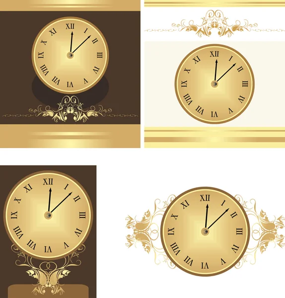 Collection of ancient clocks — Stock Vector