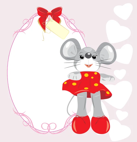 Tarjeta de felicitación con juguete del ratón — Archivo Imágenes Vectoriales