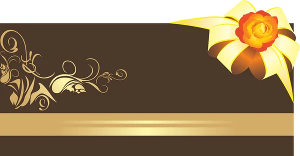 Zlatý luk s růží na ozdobný okraj — Stockový vektor