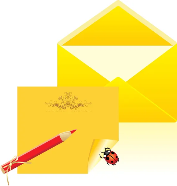 Lettre et enveloppe ouverte — Image vectorielle