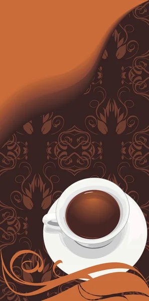 Xícara de café no fundo floral — Vetor de Stock