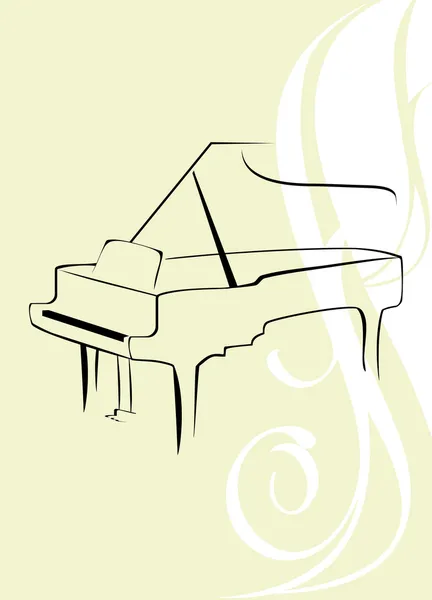 Silhouette of piano on the decorative background — Stock Vector