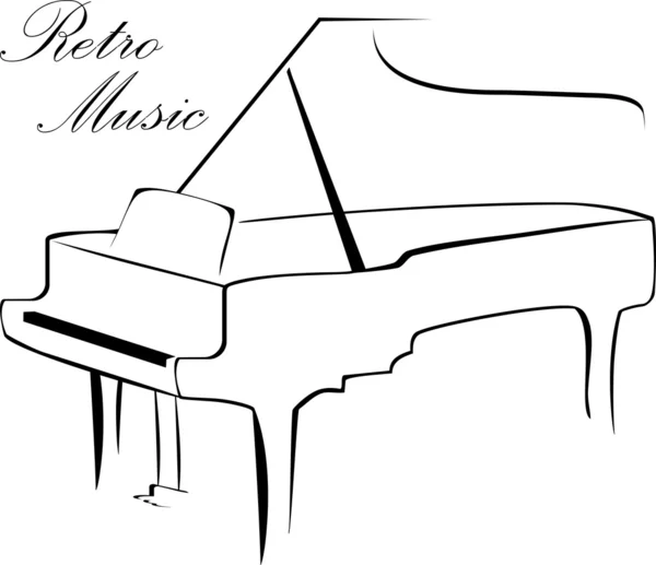 Silueta de piano aislado sobre el blanco — Vector de stock