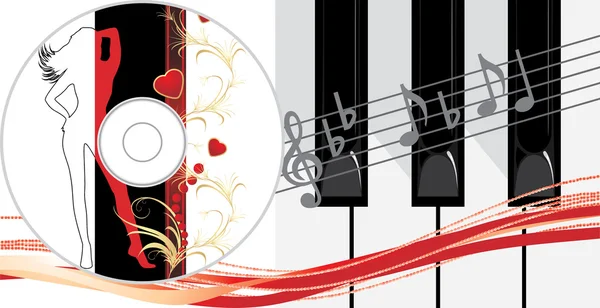 Zongora billentyűk és a CD lemez — Stock Vector
