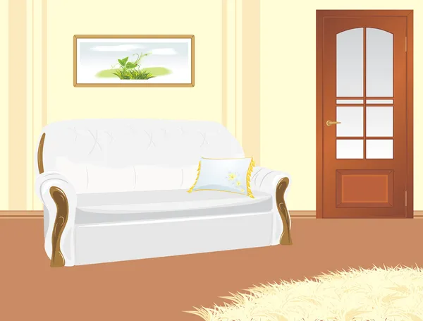 Καναπές με μαξιλάρι. θραύσμα του καθιστικού — Διανυσματικό Αρχείο