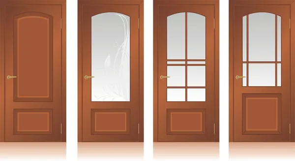 Collection of wooden doors — Stock Vector