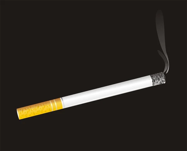 Brennende Zigarette und Rauch auf schwarzem Hintergrund — Stockvektor