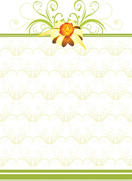 Goldene Schleife mit grünem Ornament auf dem dekorativen Hintergrund — Stockvektor