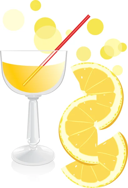 Vaso con zumo y trozos de naranja — Vector de stock