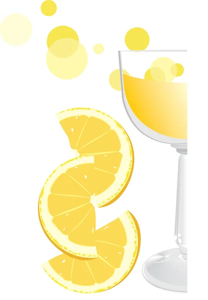 Glass with juice and pieces of orange. Fragment — Stock Vector