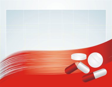 Set of pills on the abstract background clipart