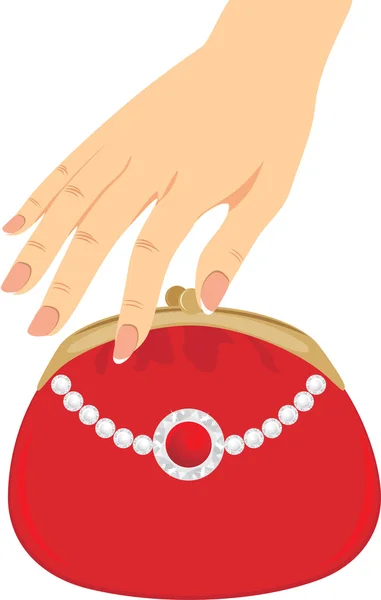 Стильный красный женский кошелек — стоковый вектор