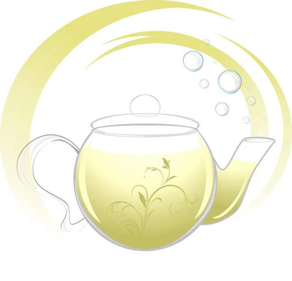Bule com chá verde — Vetor de Stock