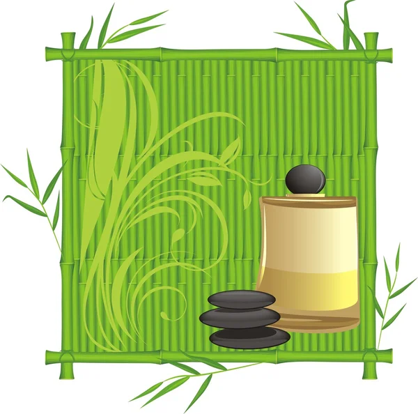 Spa olja i ramen bambu — Stock vektor