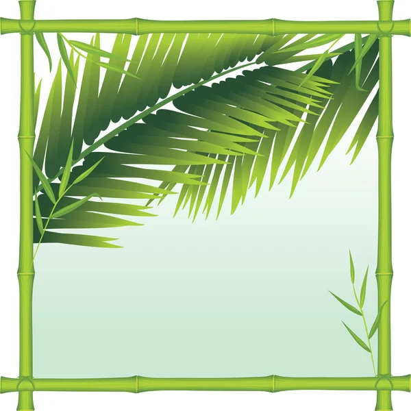 Telaio di bambù con rami di palma — Vettoriale Stock
