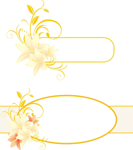 Frames with lilies and floral ornament — Stock Vector