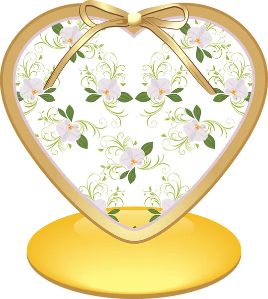 Coeur en verre avec orchidées — Image vectorielle