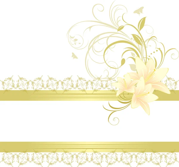 Кордон з ліліями і квітковим орнаментом — стоковий вектор