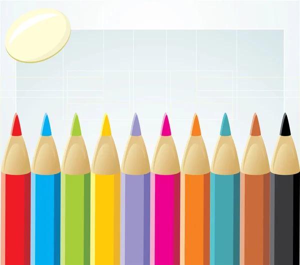 Färgglada pennor och elastiska — Stock vektor