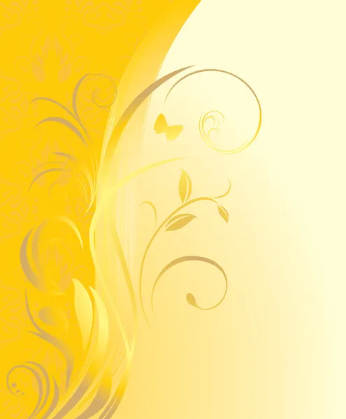 在黄色背景上的花卉装饰 — 图库矢量图片