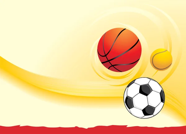 黄色の背景にスポーツ ボール — ストックベクタ
