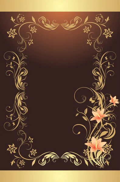 Rahmen mit Lilien. Muster für die Gestaltung des dekorativen Hintergrunds — Stockvektor