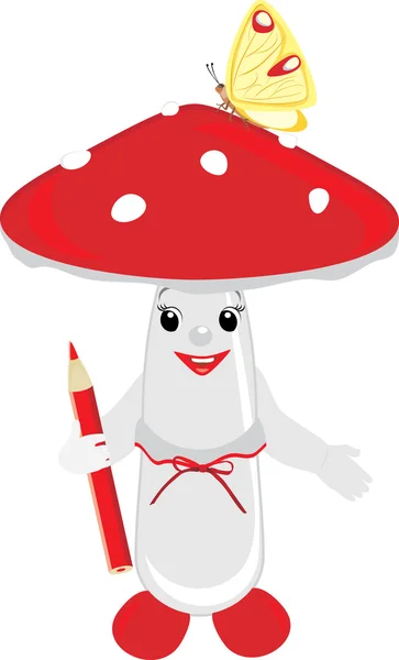 Caricature de champignon agarique mouche — Image vectorielle