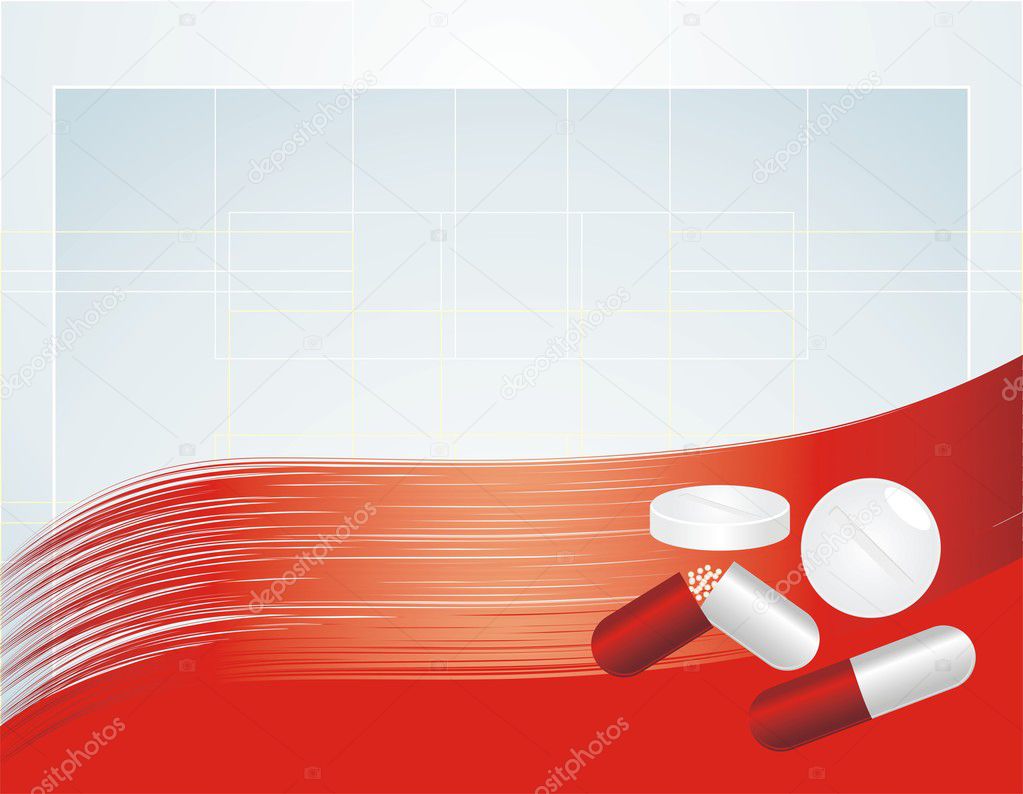 Set of pills on the abstract background