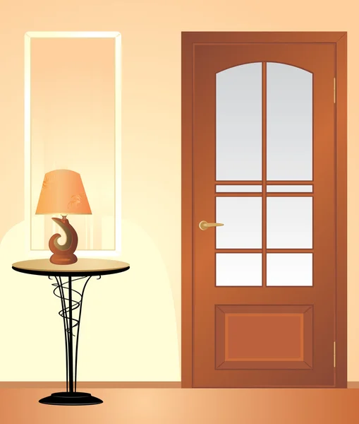 Lampe de table. Fragment de salon — Image vectorielle