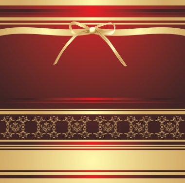 Golden bow on the decorative background. Holiday wrapping clipart