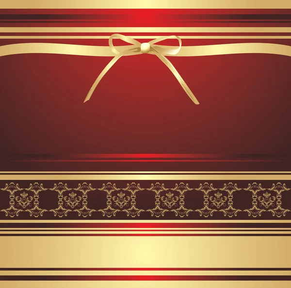 Goldene Schleife auf dem dekorativen Hintergrund. Urlaubsverpackung — Stockvektor
