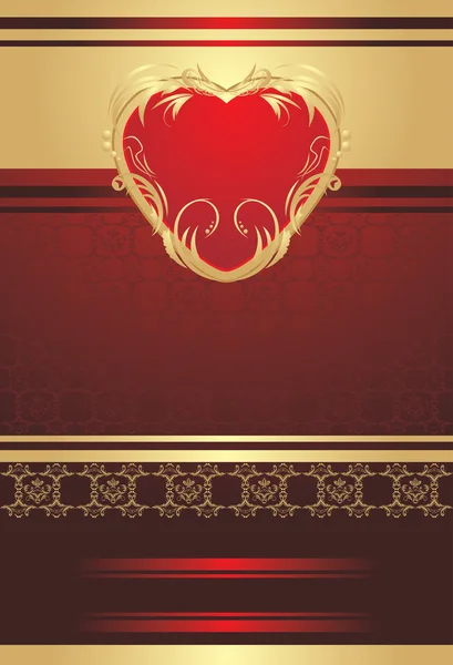 休日の折り返しの背景に装飾的な赤いハート — ストックベクタ