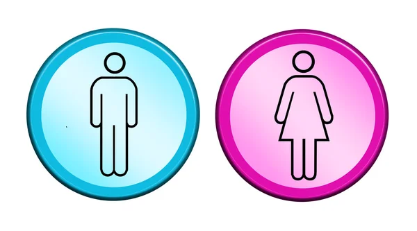 男性和女性的按钮 — 图库照片