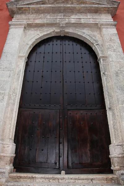 Alte Tür mit weißem Rahmen — Stockfoto