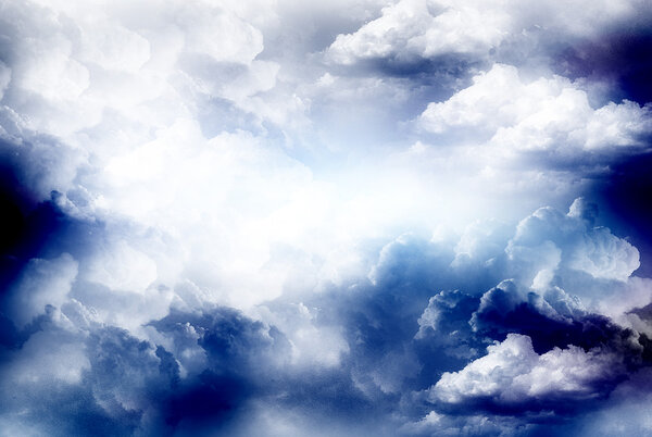 Blue sky illustration, clouds design