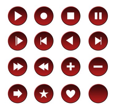 Red media buttons clipart