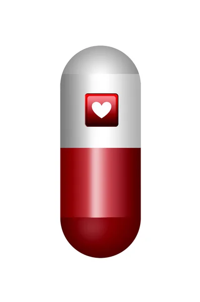 Rote und weiße Pille isoliert — Stockfoto