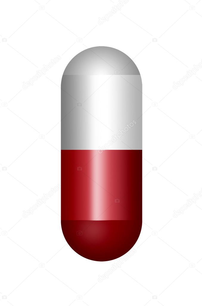 Red and white pill isoleted