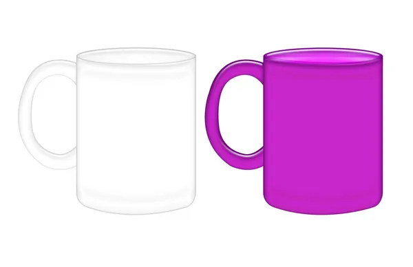 Білі та фіолетові чашки — стокове фото