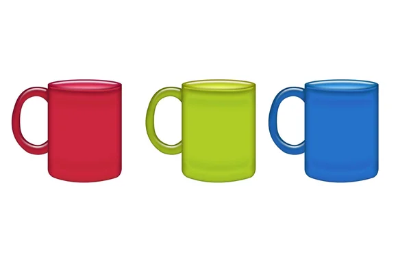 Червоні, зелені, сині чашки — стокове фото