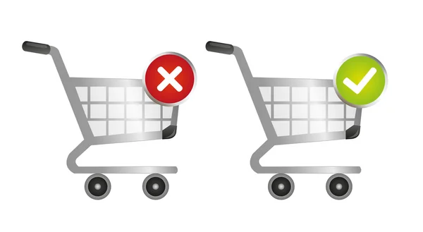 Shopping carts with sign — Stock Vector