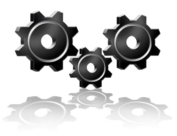 Three black gears — Stock Photo, Image