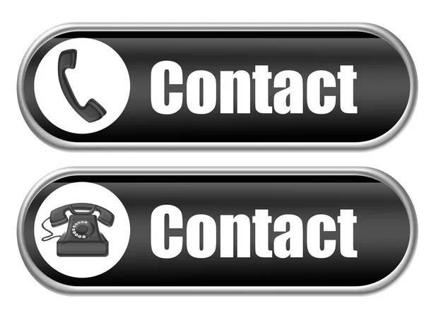 Czarne przyciski kontakt — Zdjęcie stockowe