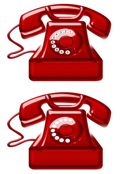 Красные старые телефоны — стоковое фото